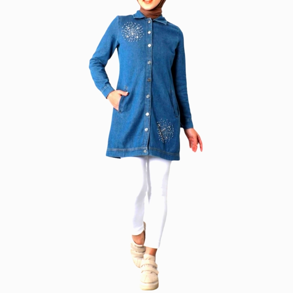 Notations Embroidered Jean Jacket Size L